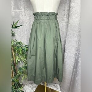 Uniqlo Women’s Army Green Paper-Bag Waist Midi Skirt Sz S